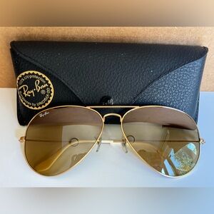 Ray-Ban Gold Frame Aviator Sunglasses